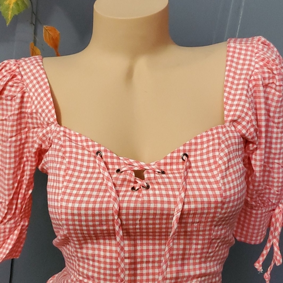 Gorgeous Gingham Pink White Dress - Picture 3 of 8